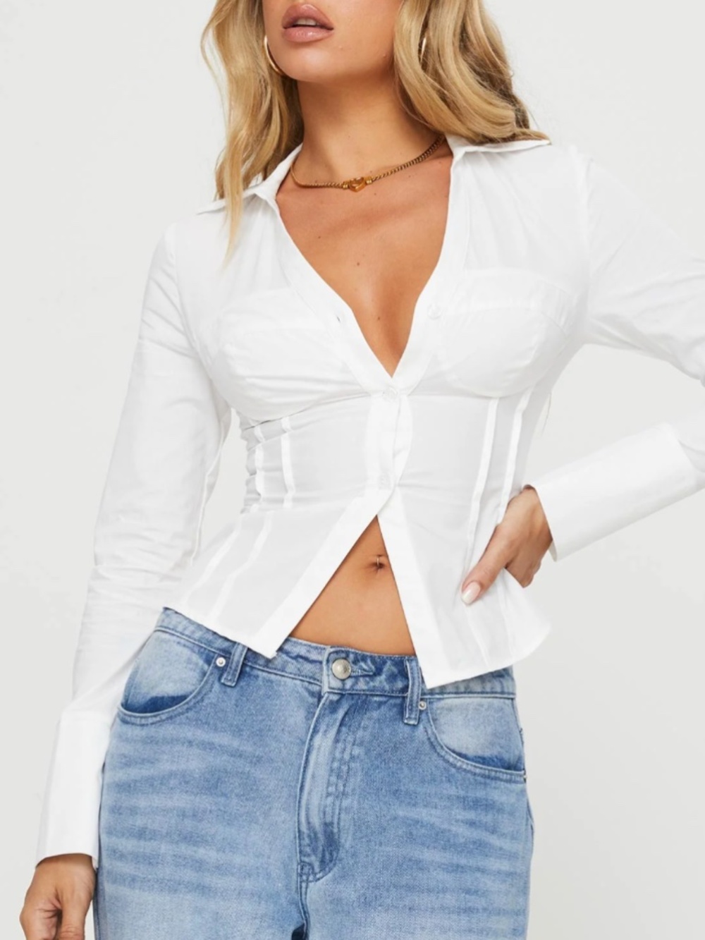 PRINCESS POLLY - WHITE BLOUSE- US 4 -Zifa Shirt White